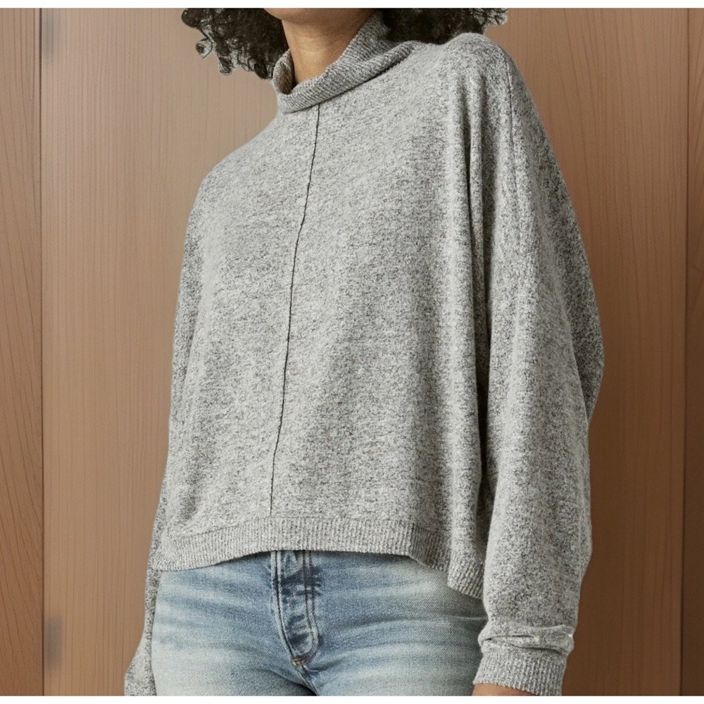 Lucky Brand Cloud Jersey‎ Mock Neck Top Long Sleeve Oversized Pullover Womens M